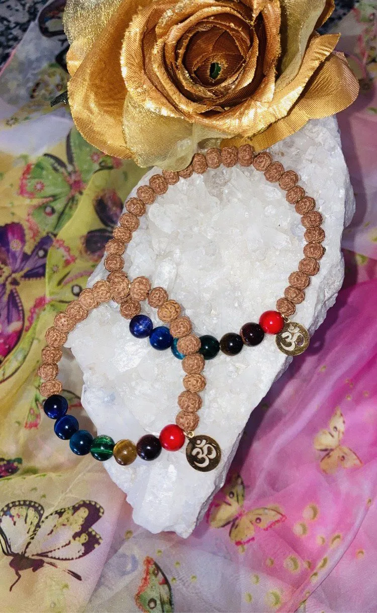 magical-lifestyle.nl Armbanden 7 kleuren Chakra Rudraksha armband (setje voor man & vrouw) Rudraksha man vrouw setje chakra
