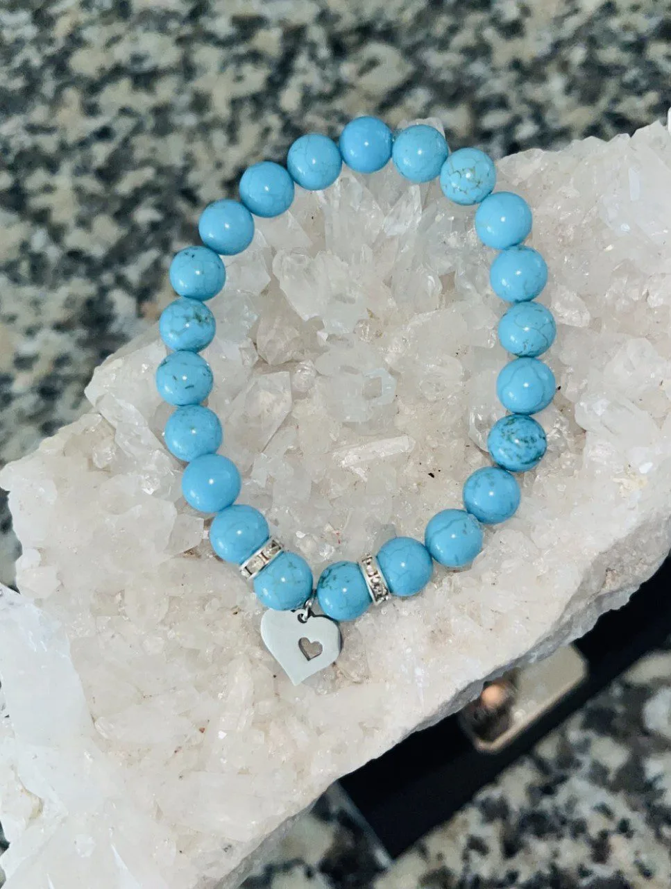 magical-lifestyle.nl Dames Magical turkoois edelsteen armband (rvs zilver hart) Turkoois hart rvs